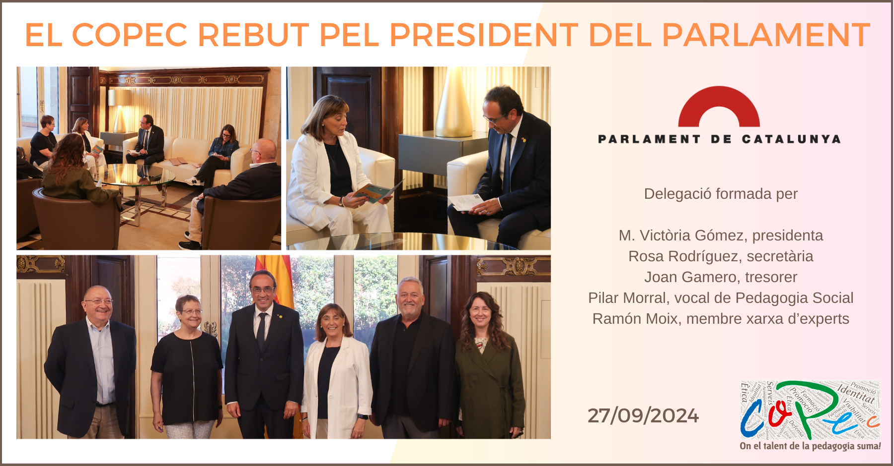 PARLEM DE PEDAGOGIA AMB EL MH PRESIDENT DEL PARLAMENT